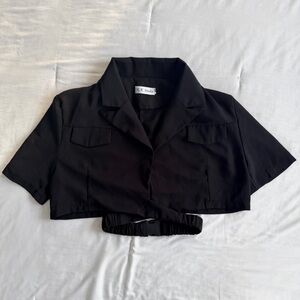 Black Cropped Boxy Blazer Jacket